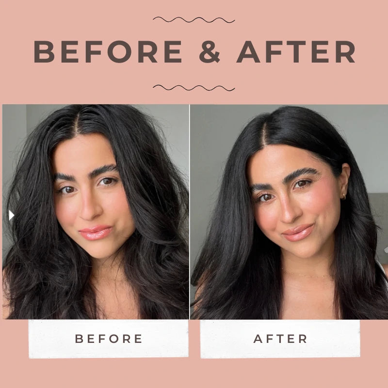 Mini Straightener before and after smooth hair frizz-free results